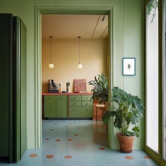 Alkanet - Abstract Colorful Teal Blue Framed Botanical Nature Original Artwork