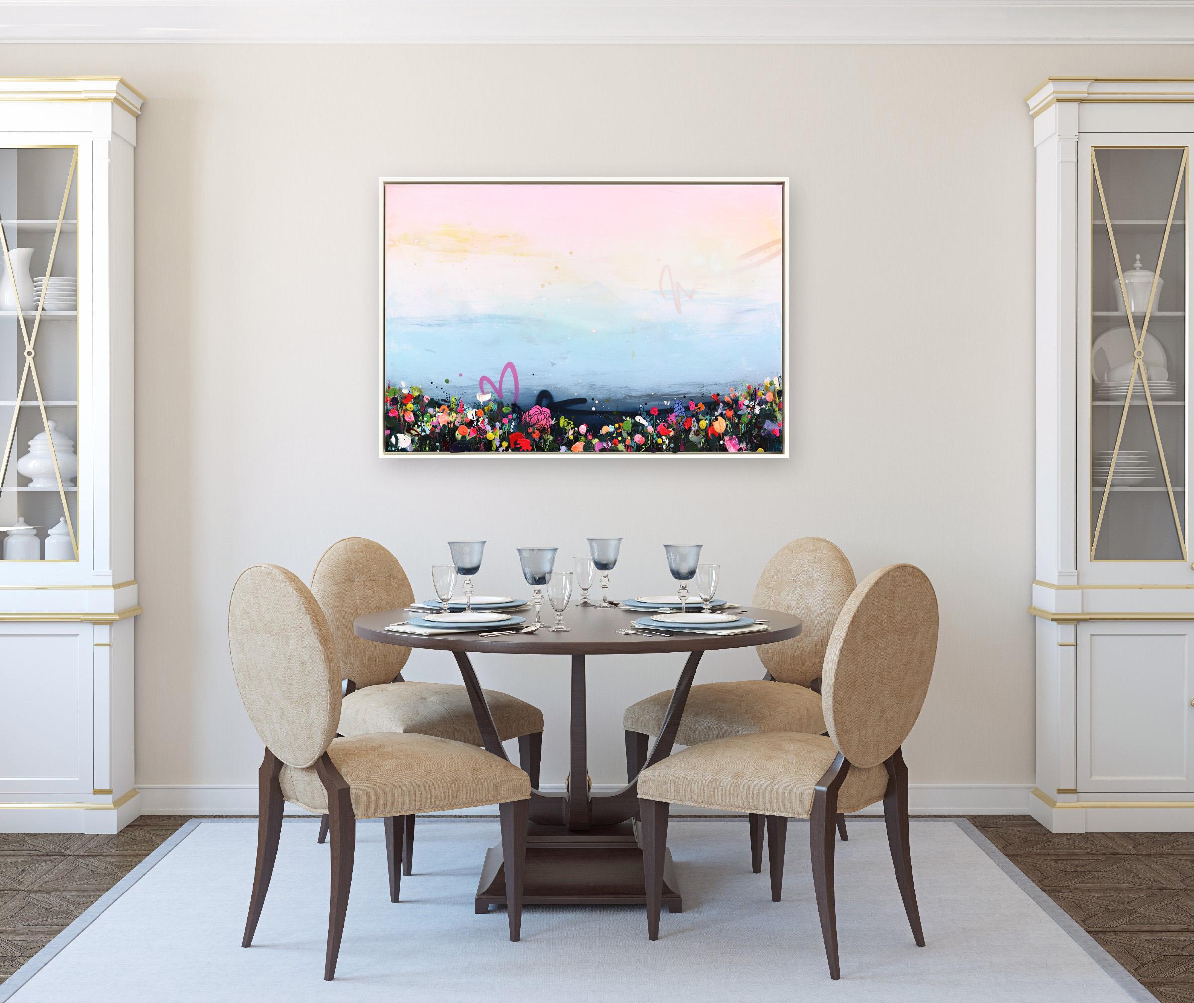 As Light Falls - Vibrante Paisaje Abstracto Moderno con Textura Pintura Mixta - Painting Impresionista abstracto de Lee Herring