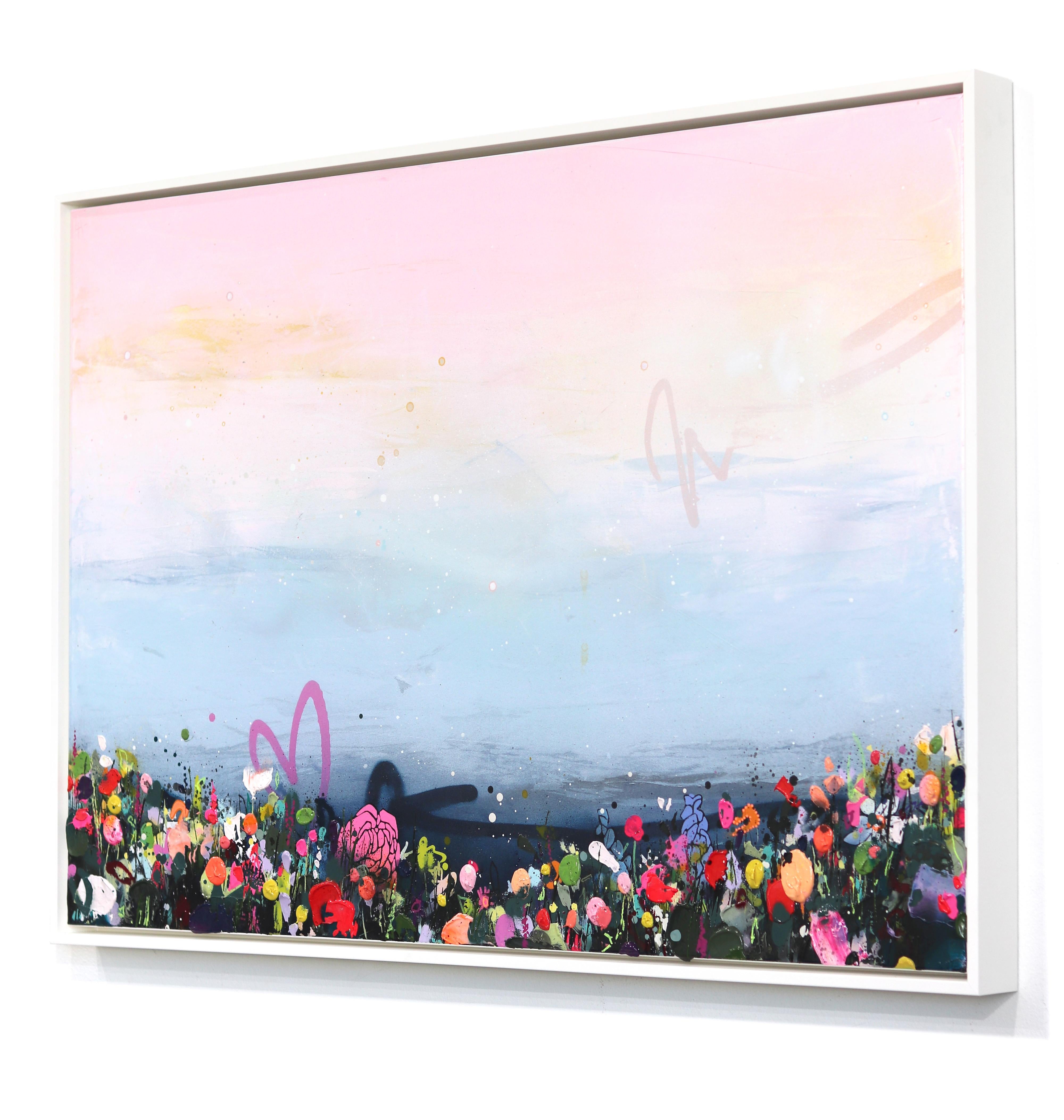 As Light Falls - Vibrante Paisaje Abstracto Moderno con Textura Pintura Mixta - Painting de Lee Herring
