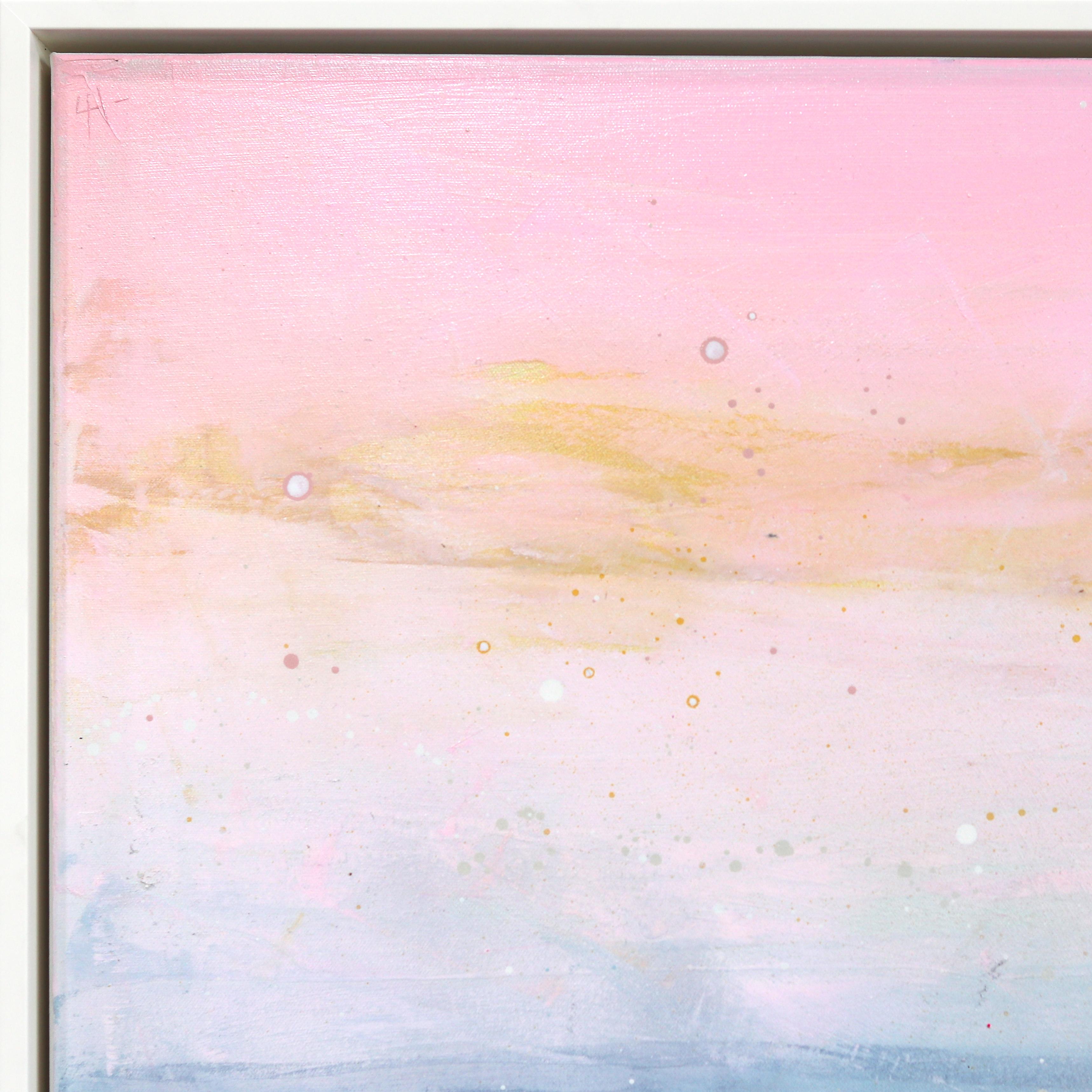As Light Falls - Vibrante Paisaje Abstracto Moderno con Textura Pintura Mixta en venta 2