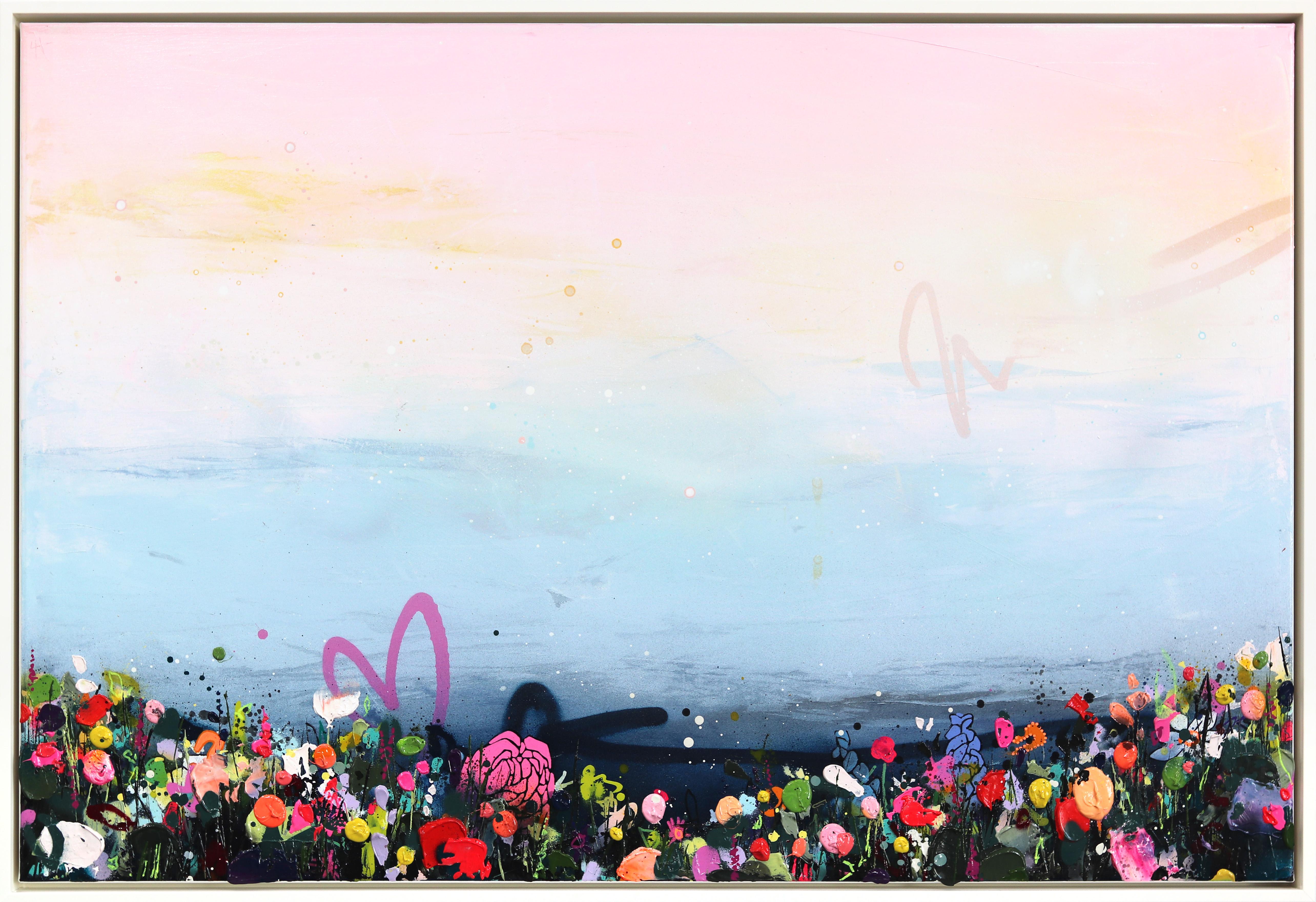Landscape Painting de Lee Herring - As Light Falls - Vibrante Paisaje Abstracto Moderno con Textura Pintura Mixta