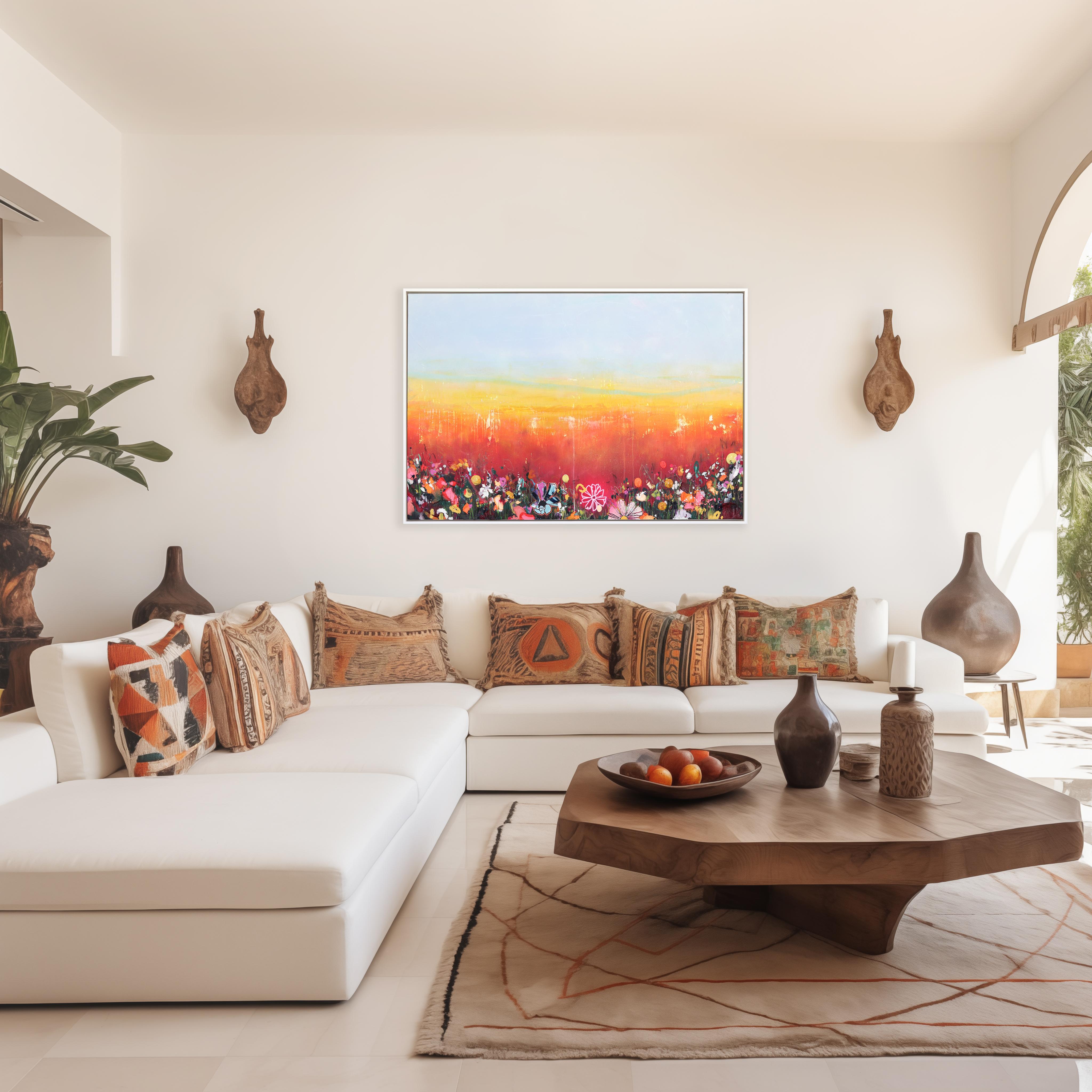 Feal - Large Modern Abstract Textured Color Drenched Landscape Art (en anglais) en vente 1