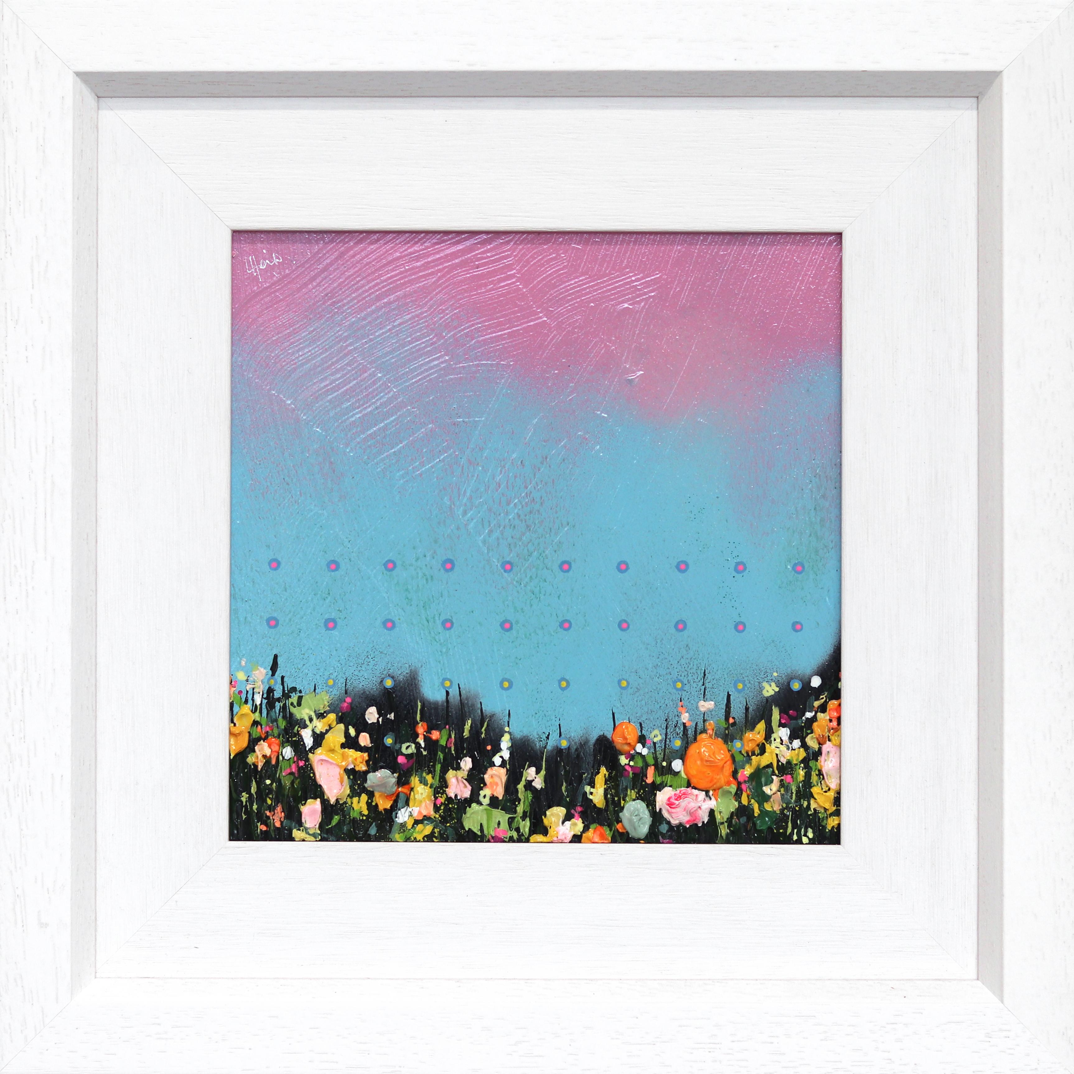 Geometric Azuer - Modern Framed Moody Abstract Landscape Mixed Media Artwork
