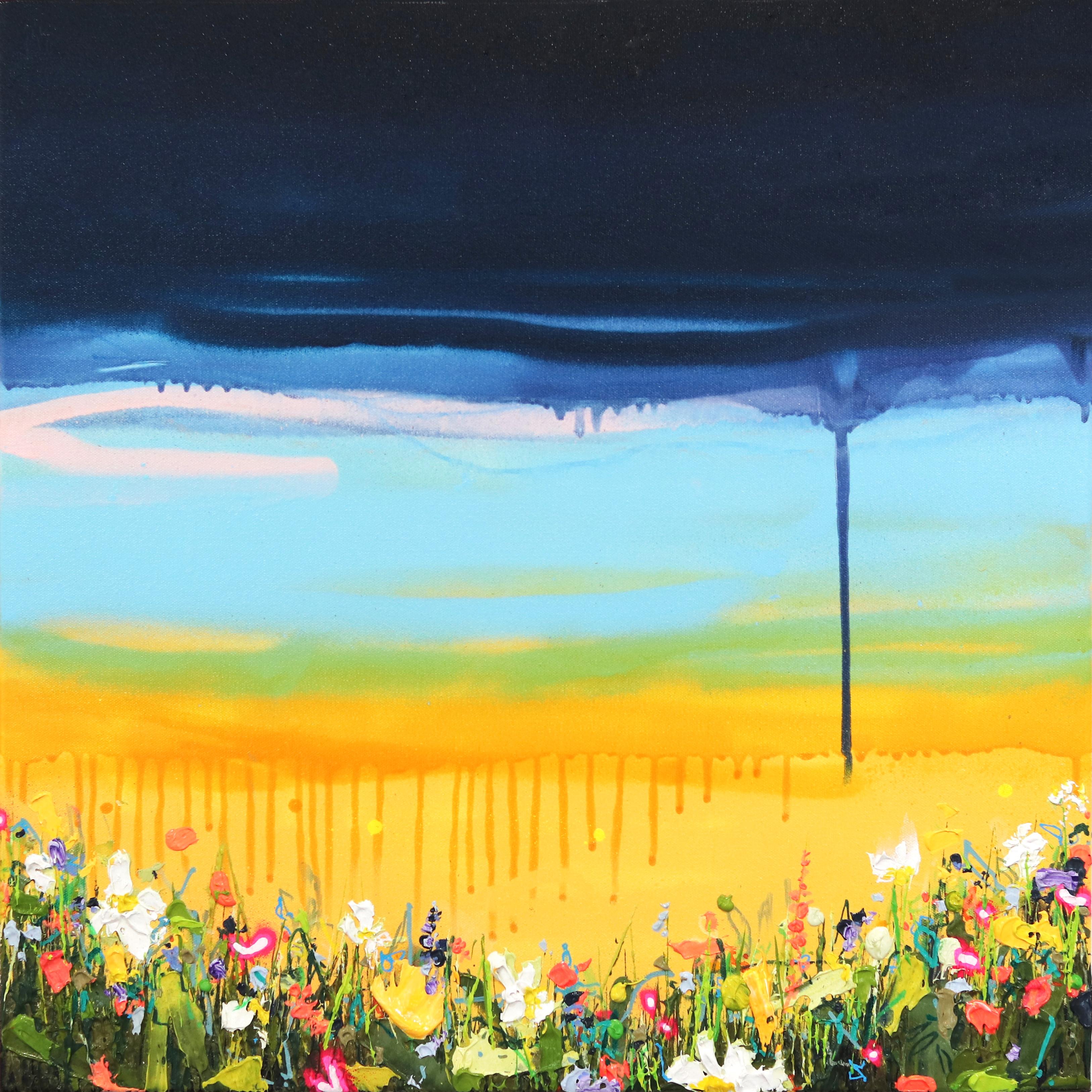 DUAL "Jungle Sunset" Contemporary Tropical Mixed Media Abstract