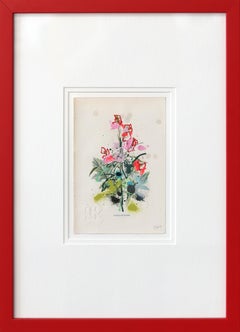 Hedge Mustard - Abstract Framed Floral Botanical Artwork on Antique Book Page