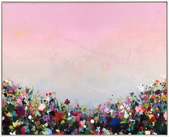 Lavender Sunlight - Colorful Pink Mixed Media Landscape Textural Layered Artwork