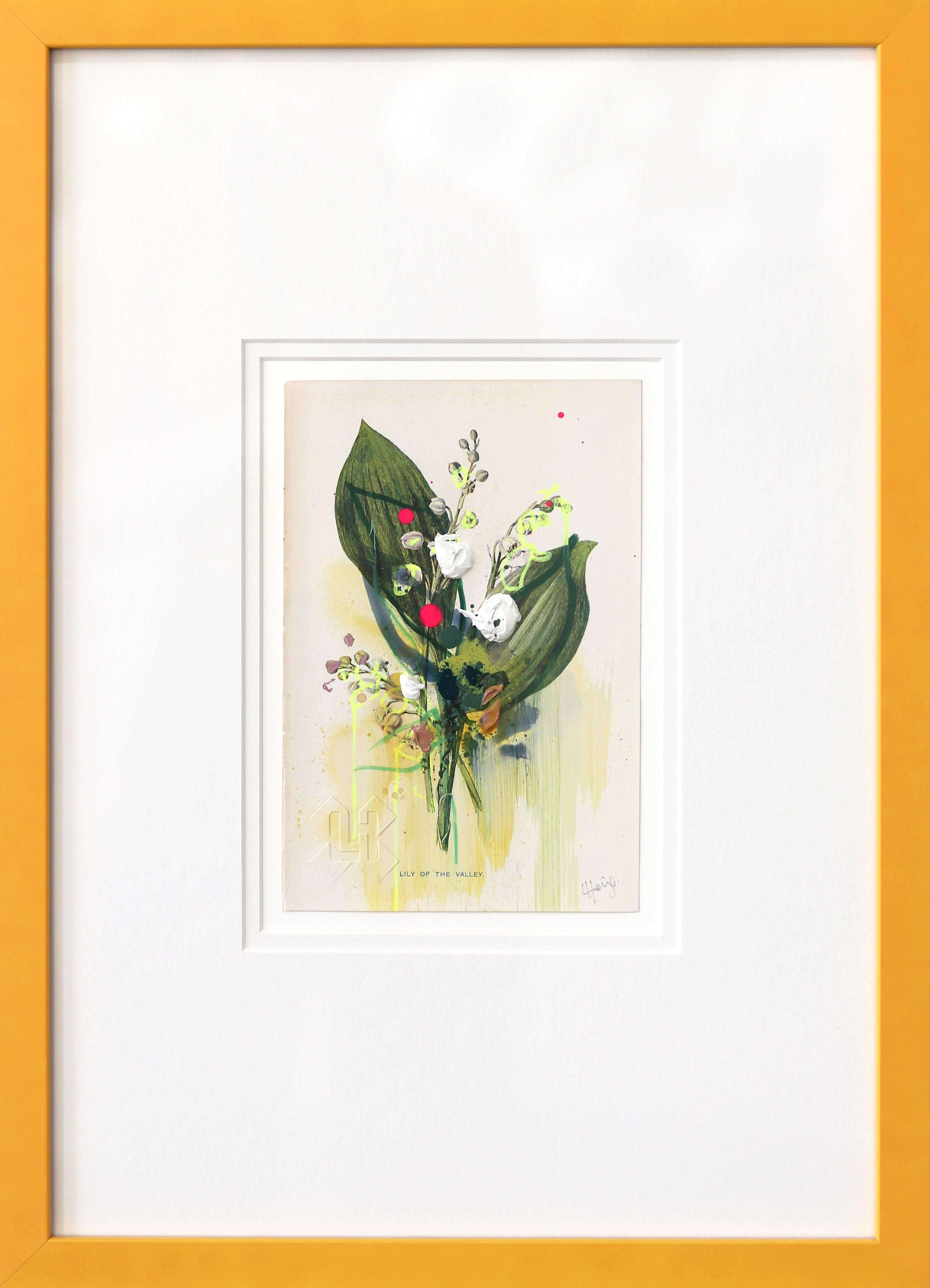 Lily of the Valley - Original Framed Floral Art on Antique Botanical Book Page