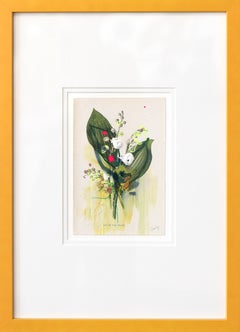 Lily of the Valley - Original Framed Floral Art on Antique Botanical Book Page