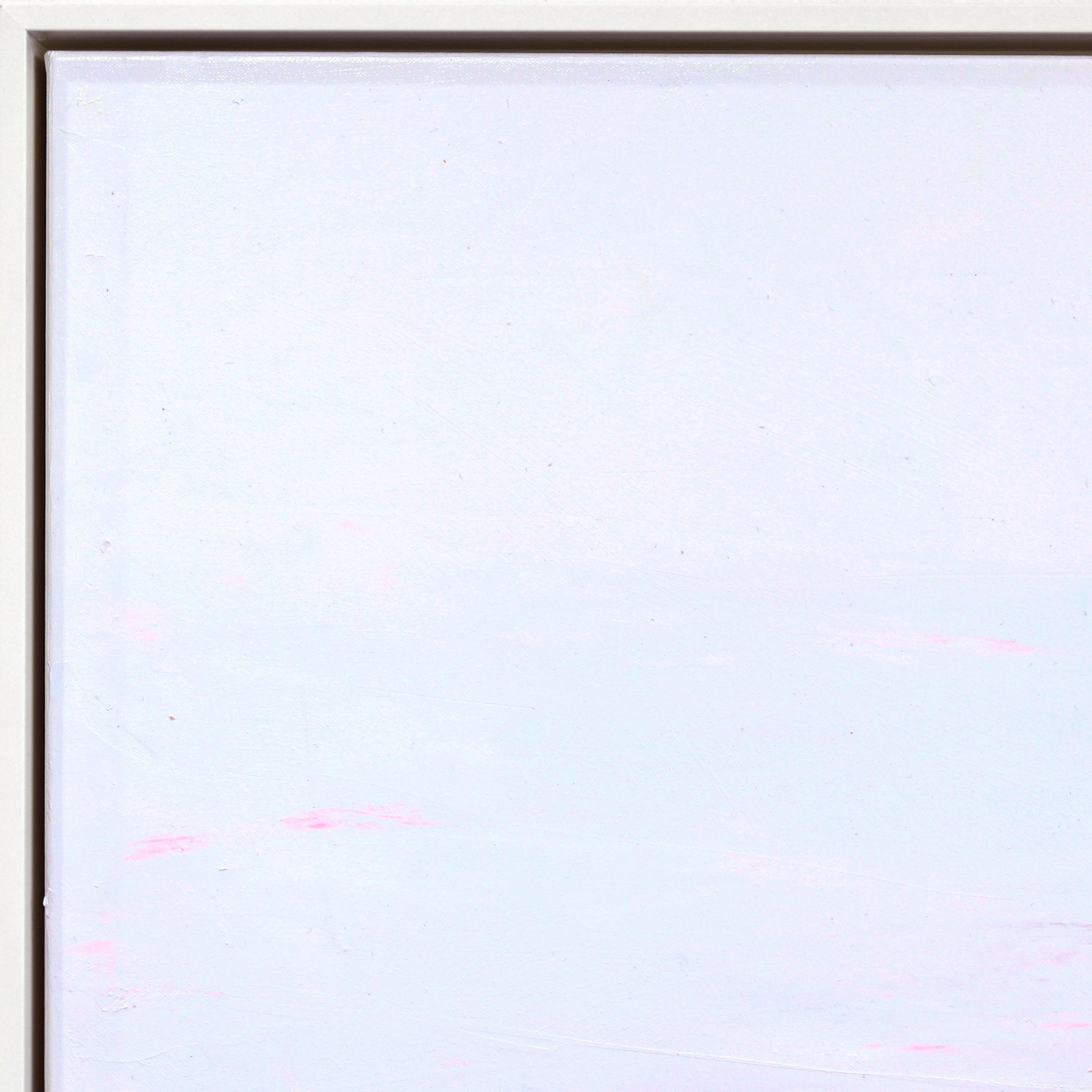 Amanecer en colores pastel - Paisaje de color rosa en técnica mixta Obra de arte inspirada en la naturaleza en venta 3
