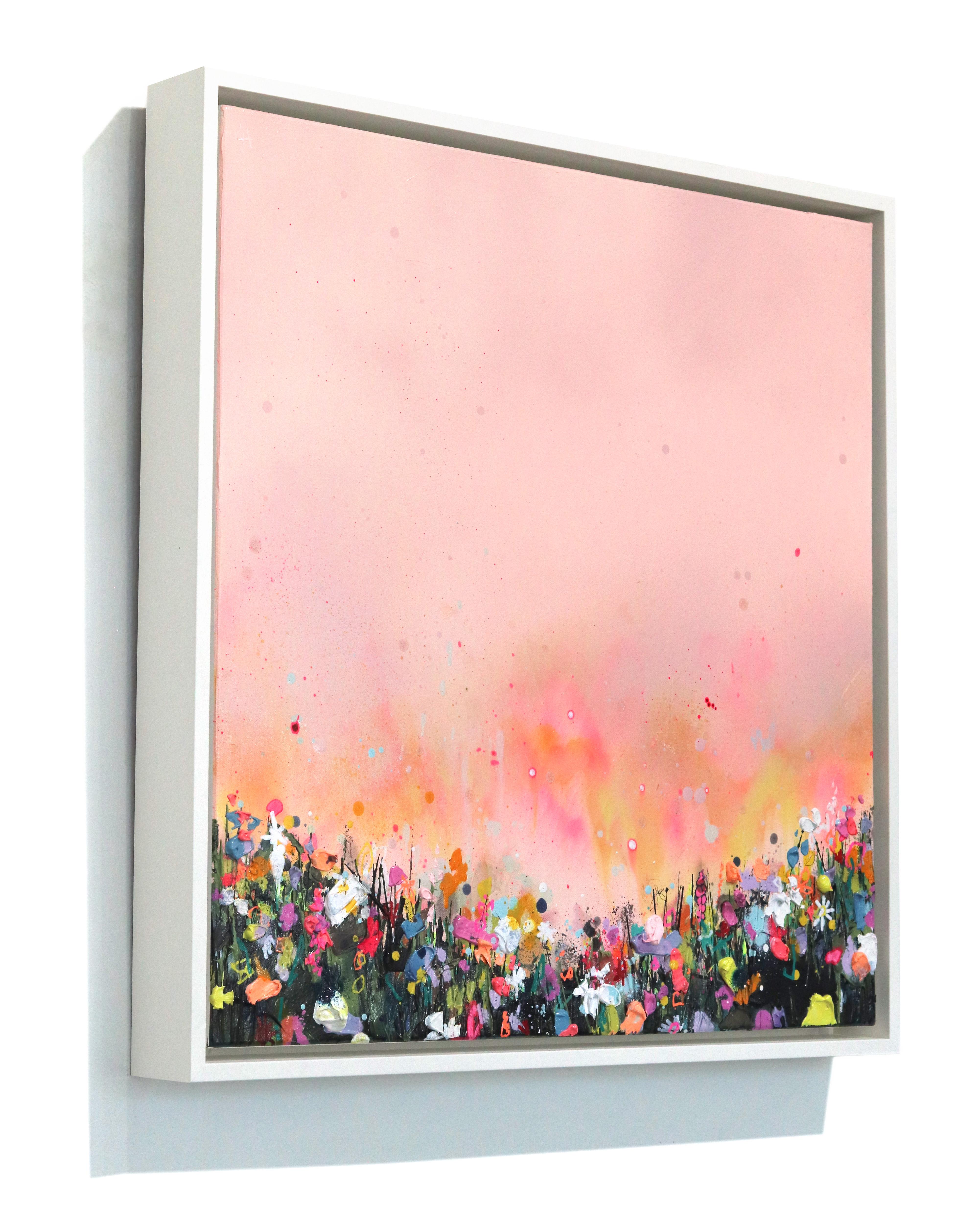 Resplandor de melocotón - Arte moderno, abstracto, vibrante, con textura, inspirado en la naturaleza, en técnica mixta - Painting de Lee Herring