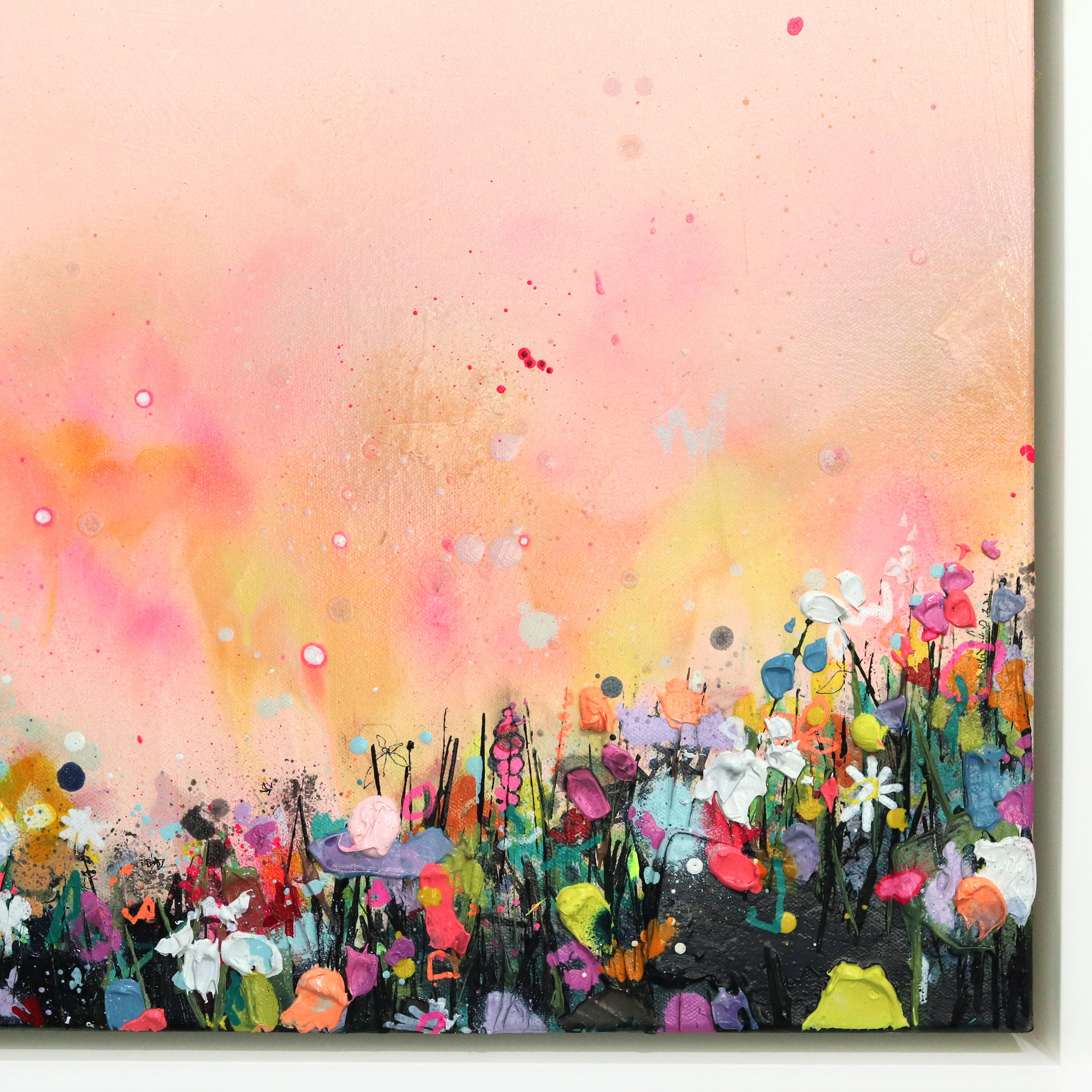 Resplandor de melocotón - Arte moderno, abstracto, vibrante, con textura, inspirado en la naturaleza, en técnica mixta en venta 3