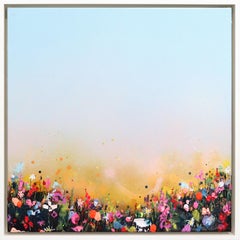 Scorching Spring - Colorful Abstract Textured Floral Landscape Mixed Media Art
