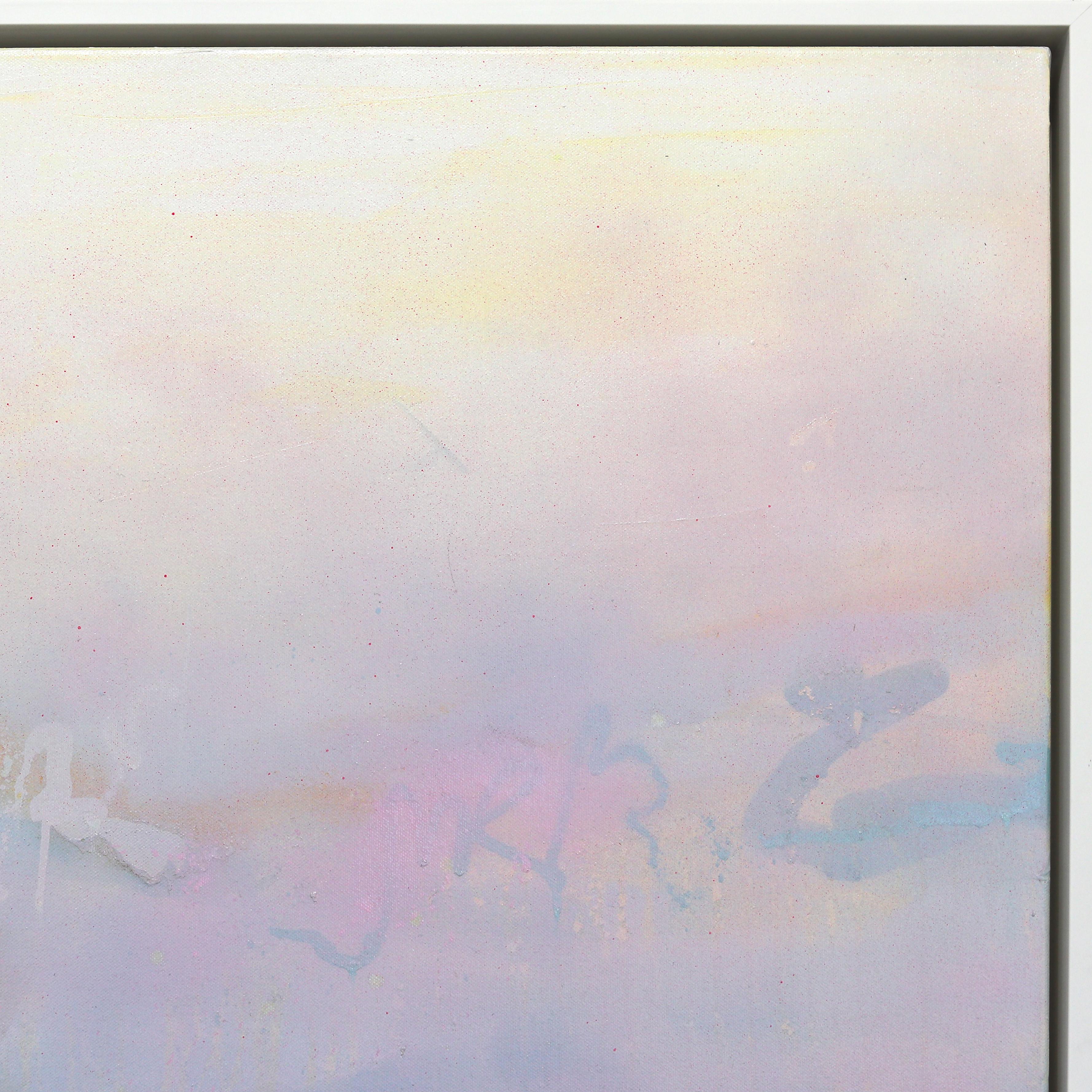 Soft Summer - Large Contemporary Abstract Textured Cool Tone Landscape Art en venta 4