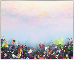 Soft Summer - Large Contemporary Abstract Textured Cool Tone Landscape Art