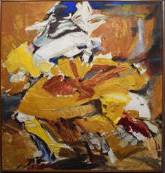 Lee Hill Listed California Abstract Expressionist 1950 Oil Painting "Sun Dancer"