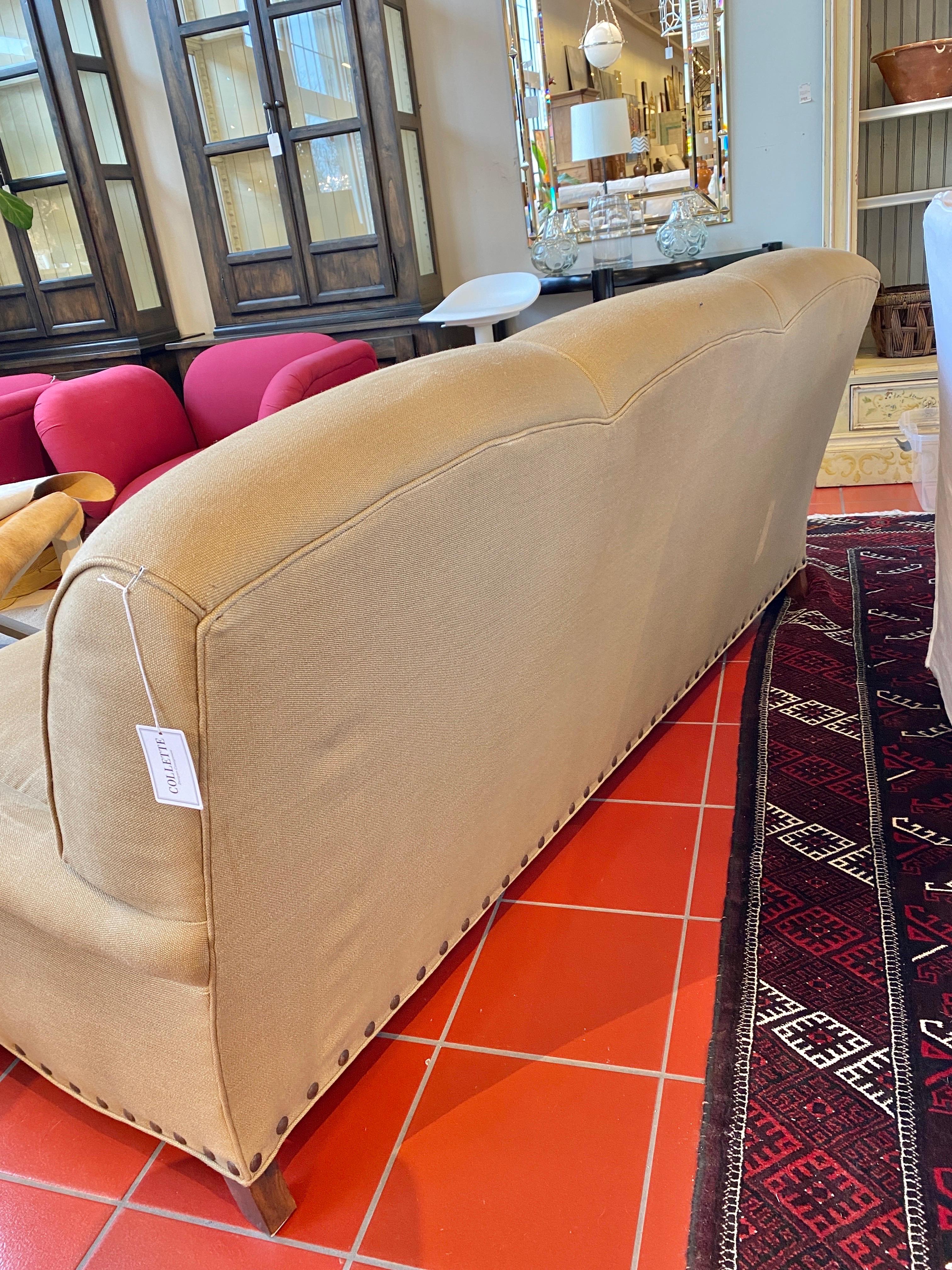 Lee Industries English Arm Sofa in Tan Linen 1