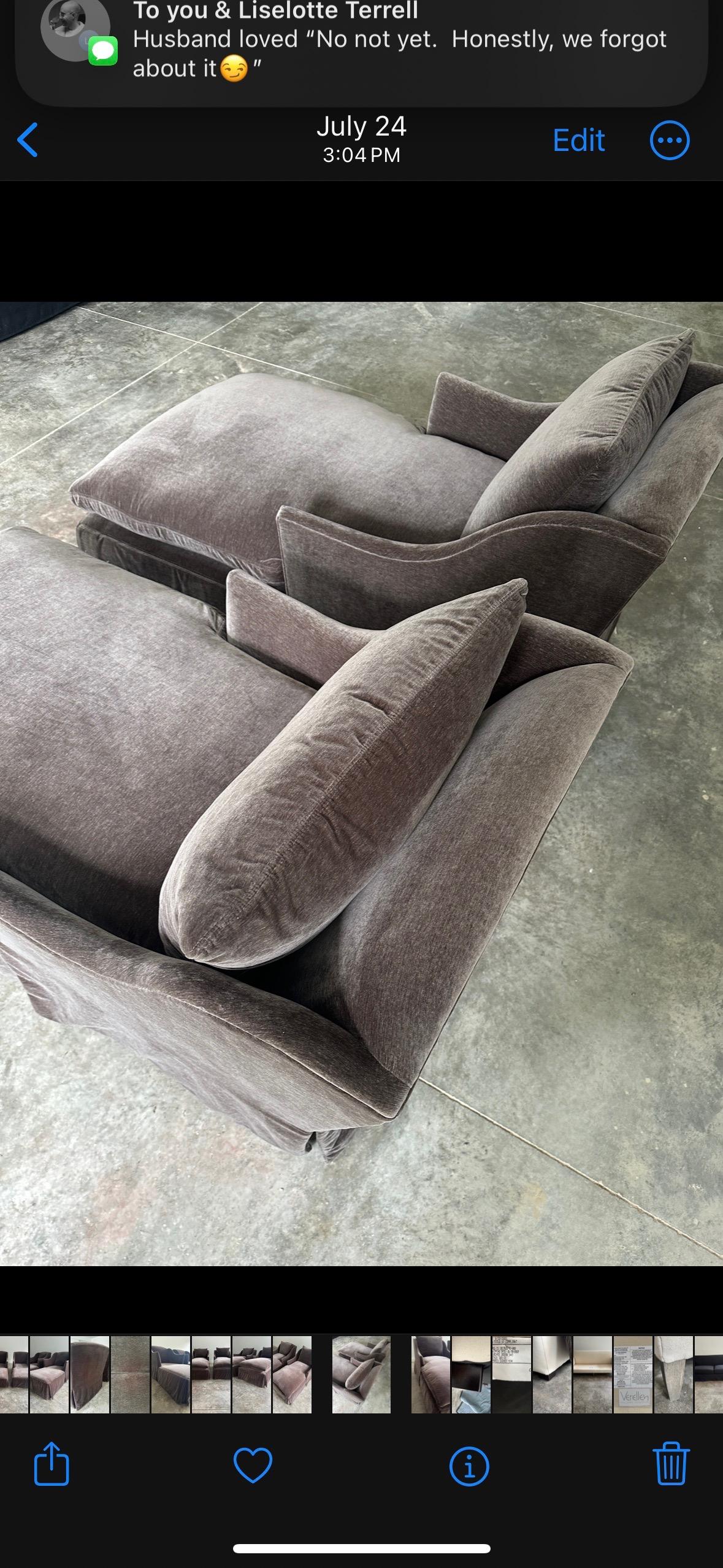 Lee Industries Velvet Chaise Lounge For Sale 6