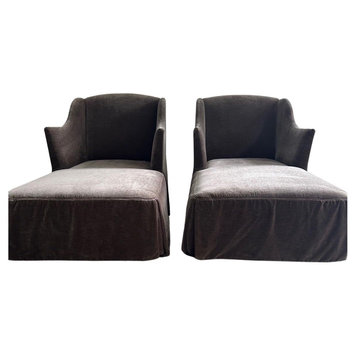 Lee Industries Velvet Chaise Lounge