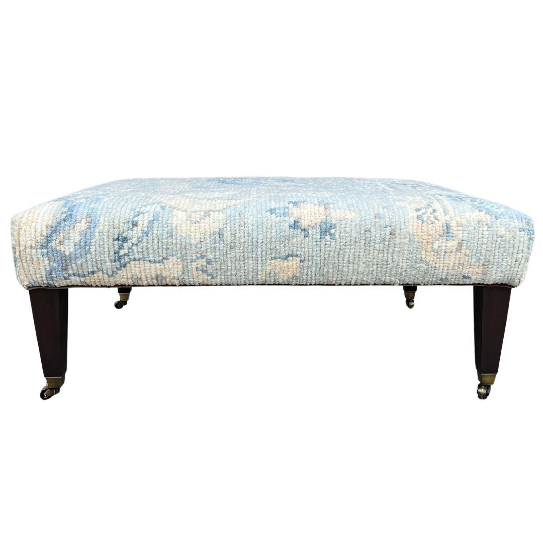 Bohemian Lee Industries Vintage Rug Cocktail Ottoman For Sale