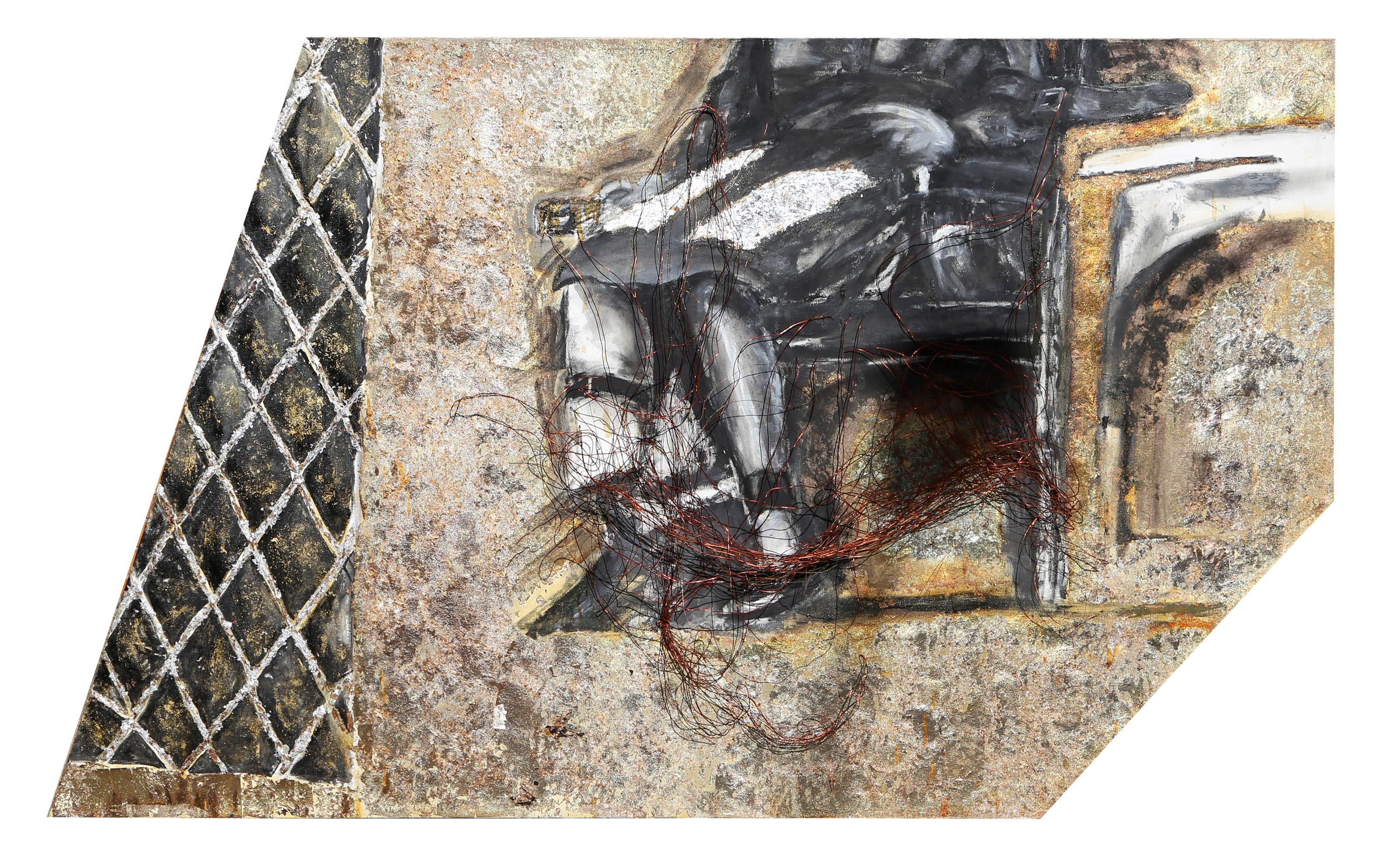 Eclipse/Porträt von Ethel und Julius Rosenberg, Mixed Media auf Leinwand von Lee Jaffe im Angebot 3