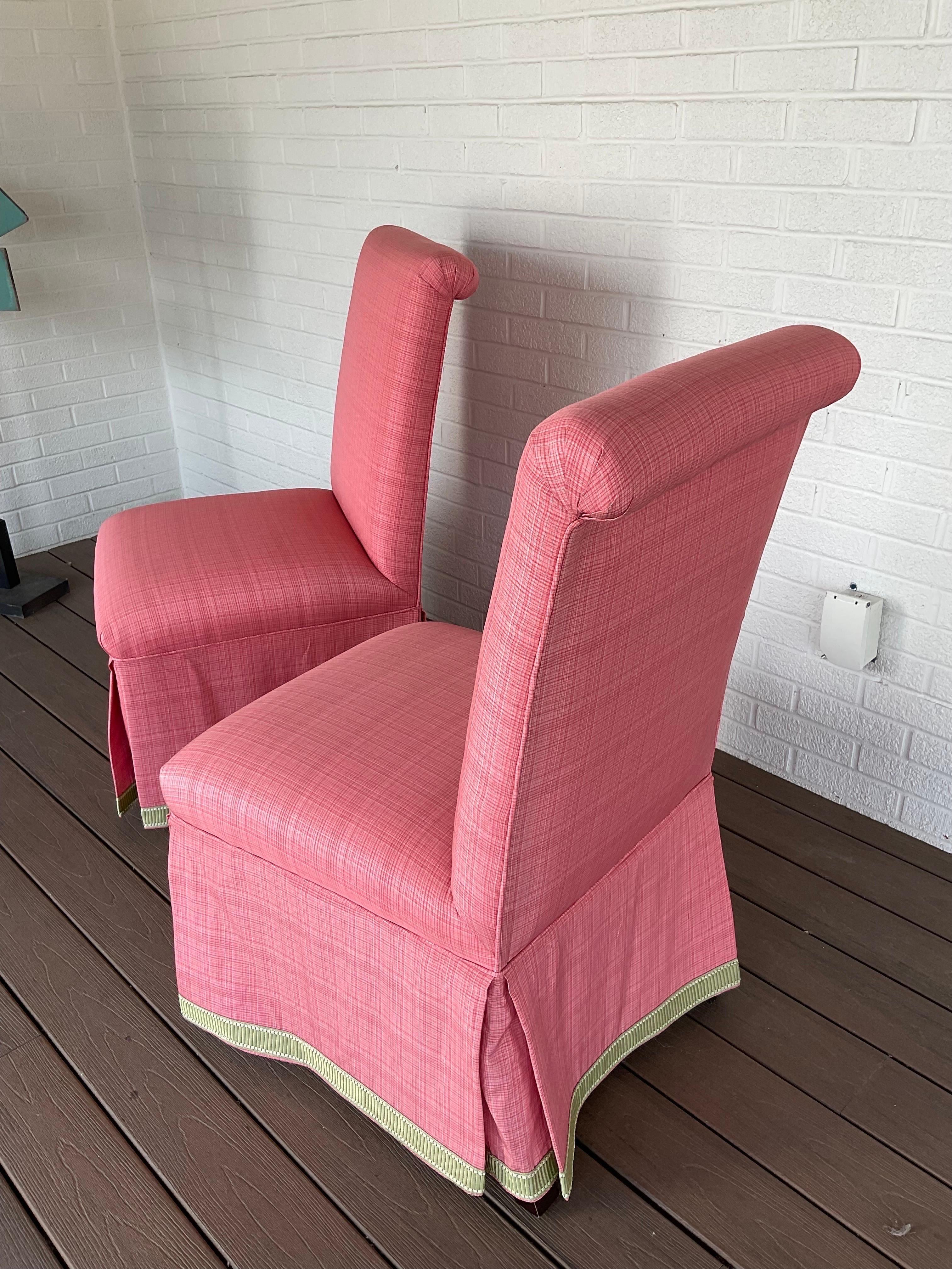 Lee Jofa Custom Parsons Chairs, a Pair For Sale 2