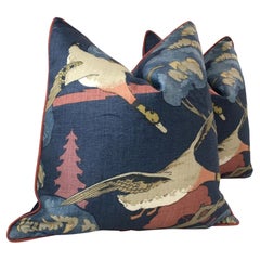 Lee Jofa “Flying Ducks in Red and Blue Pillows- a Pair