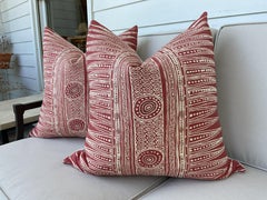 Lee Jofa "Indian Zag" in Madder- A 22" Pair of Pillows
