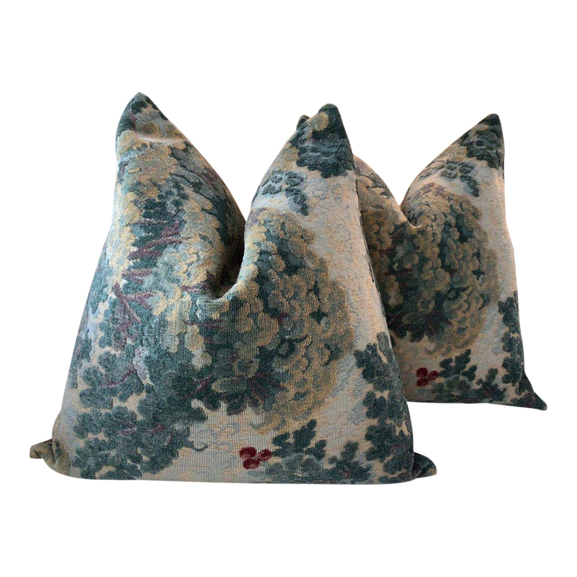 Lee Jofa Mansfield in Larkspur Pillows- a Pair For Sale