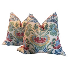 Lee Jofa “New Sevilla” in Ruby and Blue- Pillow Covers a 22" Pair