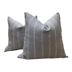 Lee Jofa “Pelham Stripe” in Soft Blue & White Pillows- a Pair