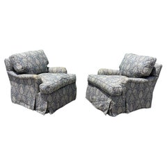 Lee Jofa Sillones de salón giratorios con brazos basculantes, Hand Made in America, un par