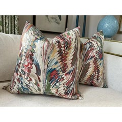 Lee Jofa "Taplow" in Spice/Leaf 22” Down-Filled Pillows - a Pair