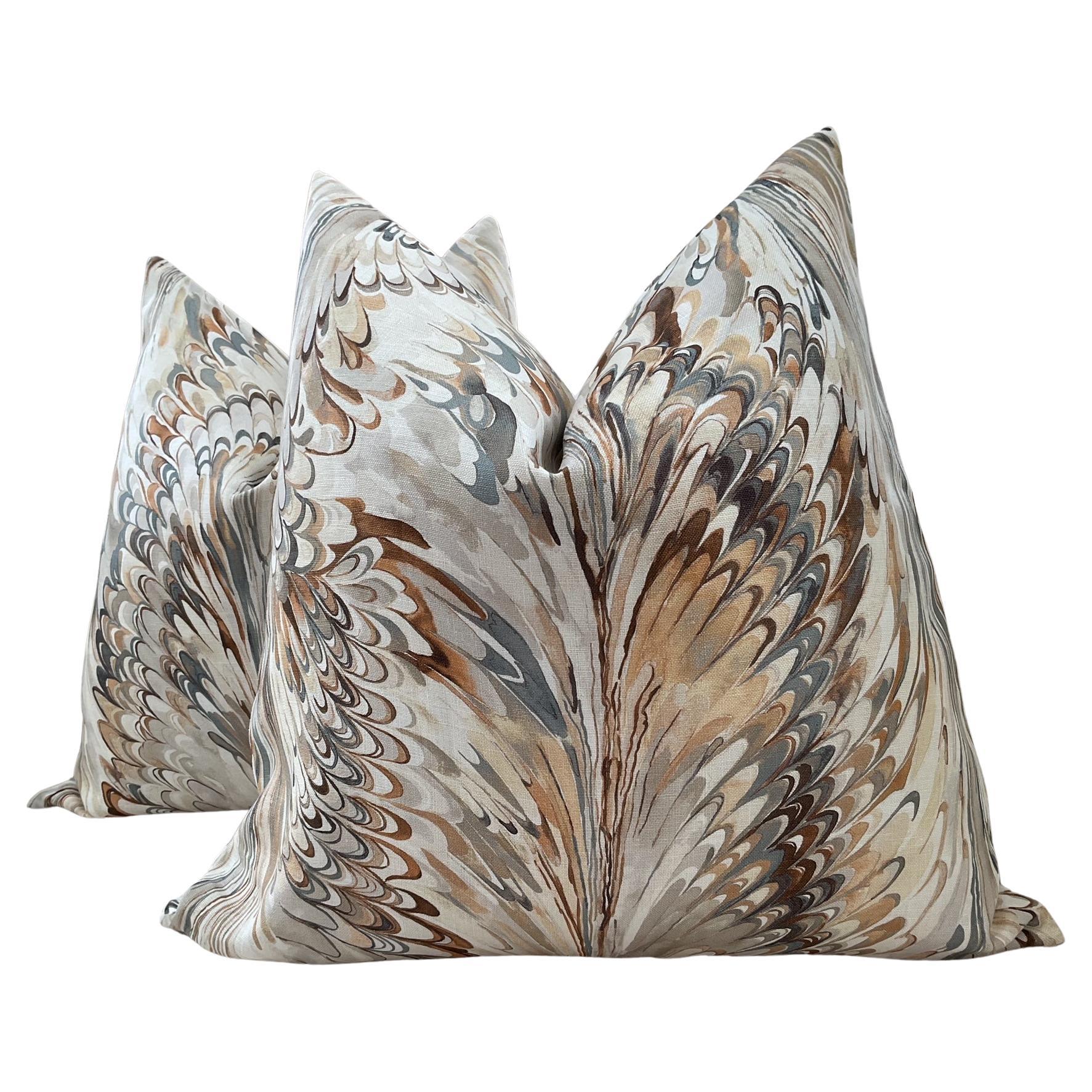 Lee Jofa "Taplow"in Sand and Dove Pillows - a Pair For Sale