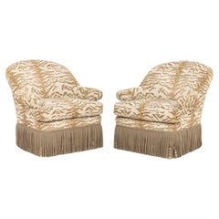 Lee Jofa Tiger Print Upholstered Armchairs, Pair