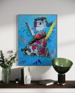 Manos Alas, Lee Kaplan, Pittura Figurativa Contemporanea Espressionista Blu 2026