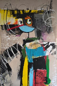 Songbird di Lee Kaplan Pittura figurativa astratta colorata di grandi dimensioni, 2026