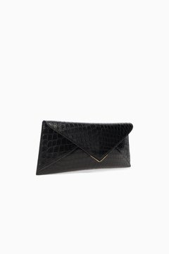 Lee 'Lineage' Clutch Black Stamped Croc Leather