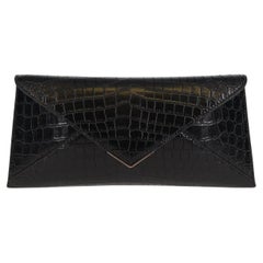 Lee 'Lineage' Clutch Black Stamped Croc Leather