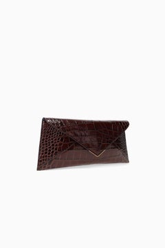 Lee 'Lineage' Clutch Espresso Stamped Croc Leather