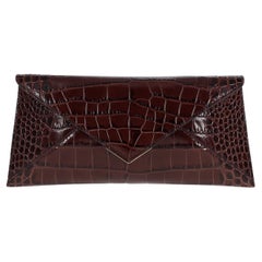 Lee 'Lineage' Clutch Espresso Stamped Croc Leather