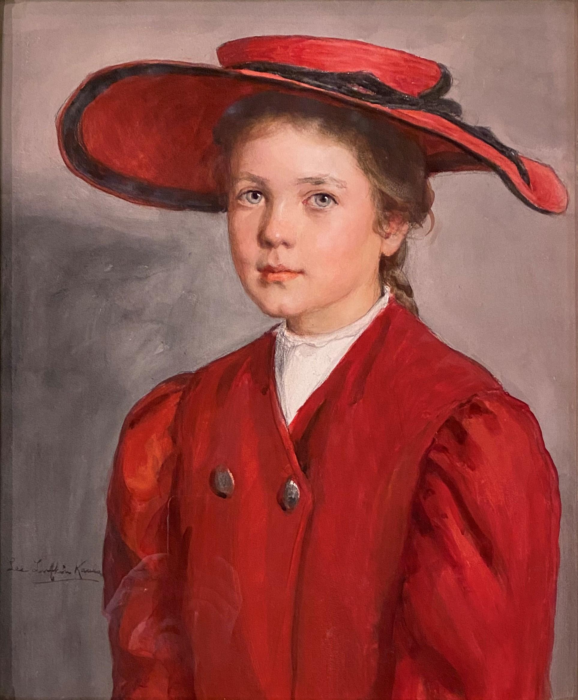 Mädchen in Rot – Painting von Lee Lufkin Kaula
