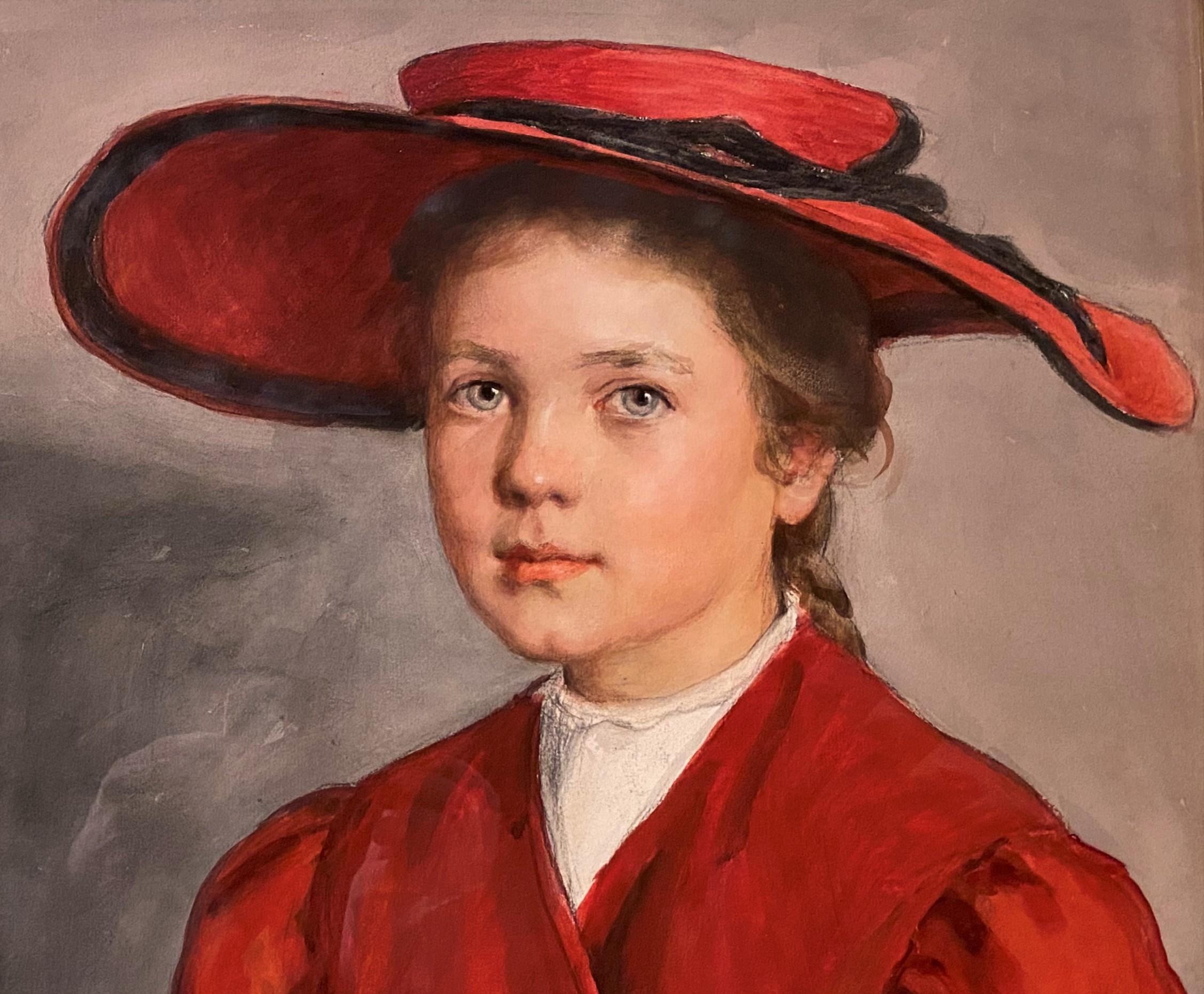 Mädchen in Rot (Realismus), Painting, von Lee Lufkin Kaula
