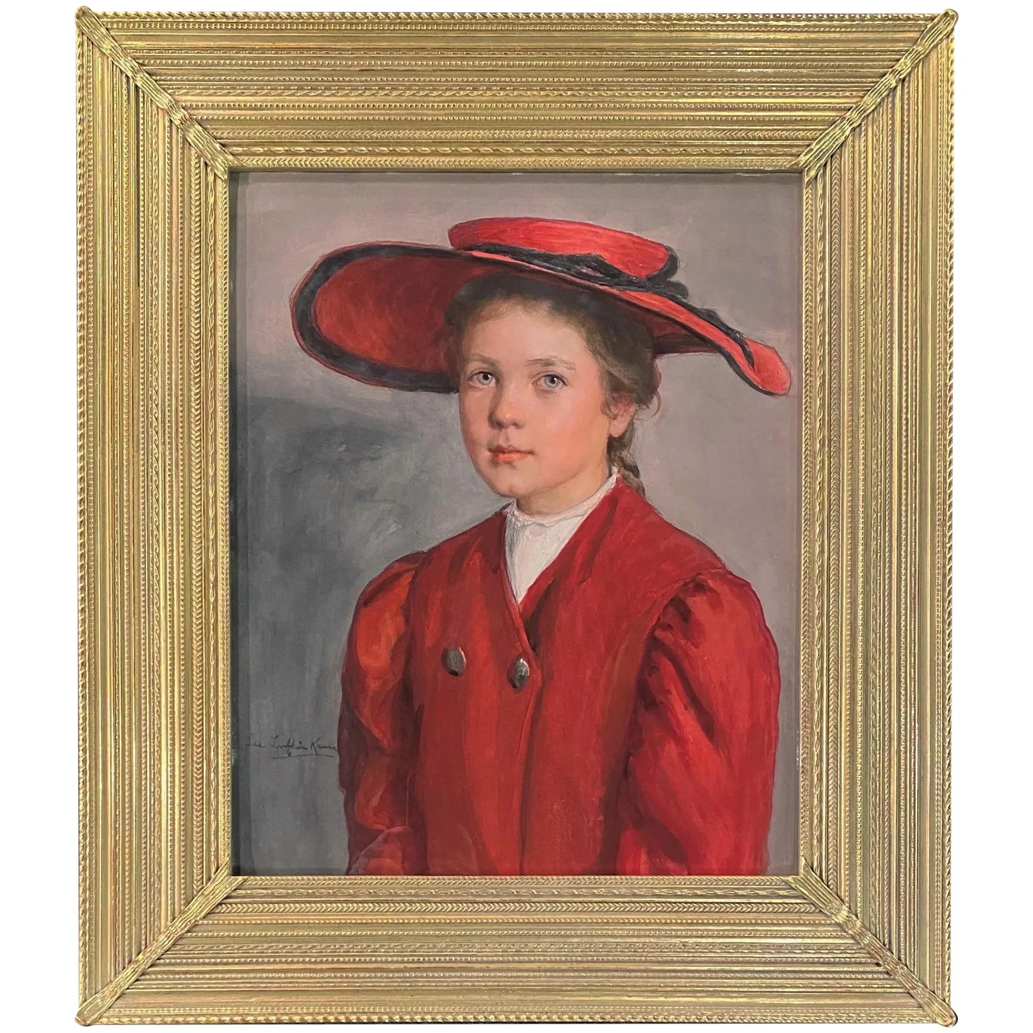 Lee Lufkin Kaula Portrait Painting – Mädchen in Rot