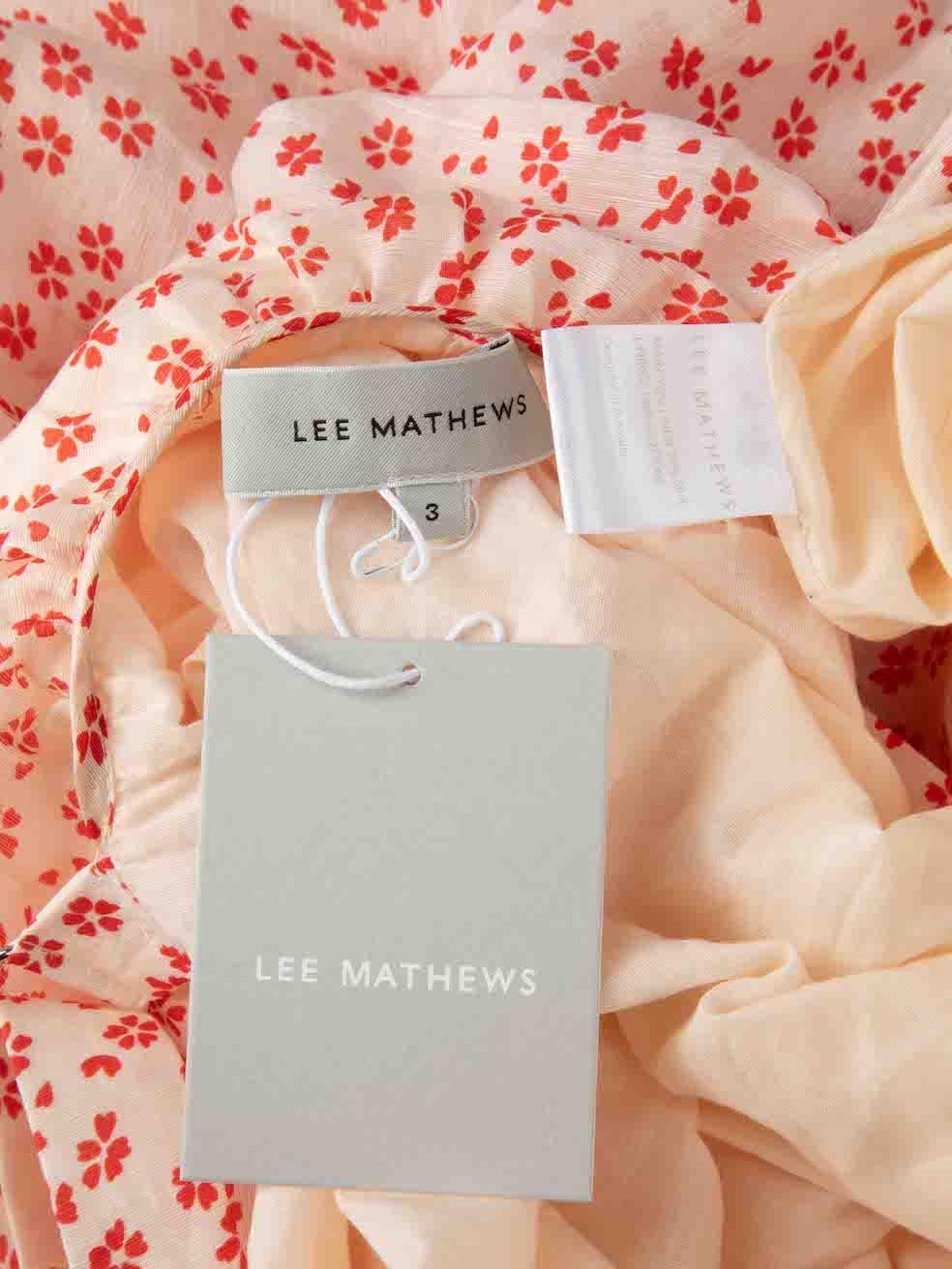 Women's Lee Mathews Pink Floral Sleeveless Midi Dress Size L For Sale