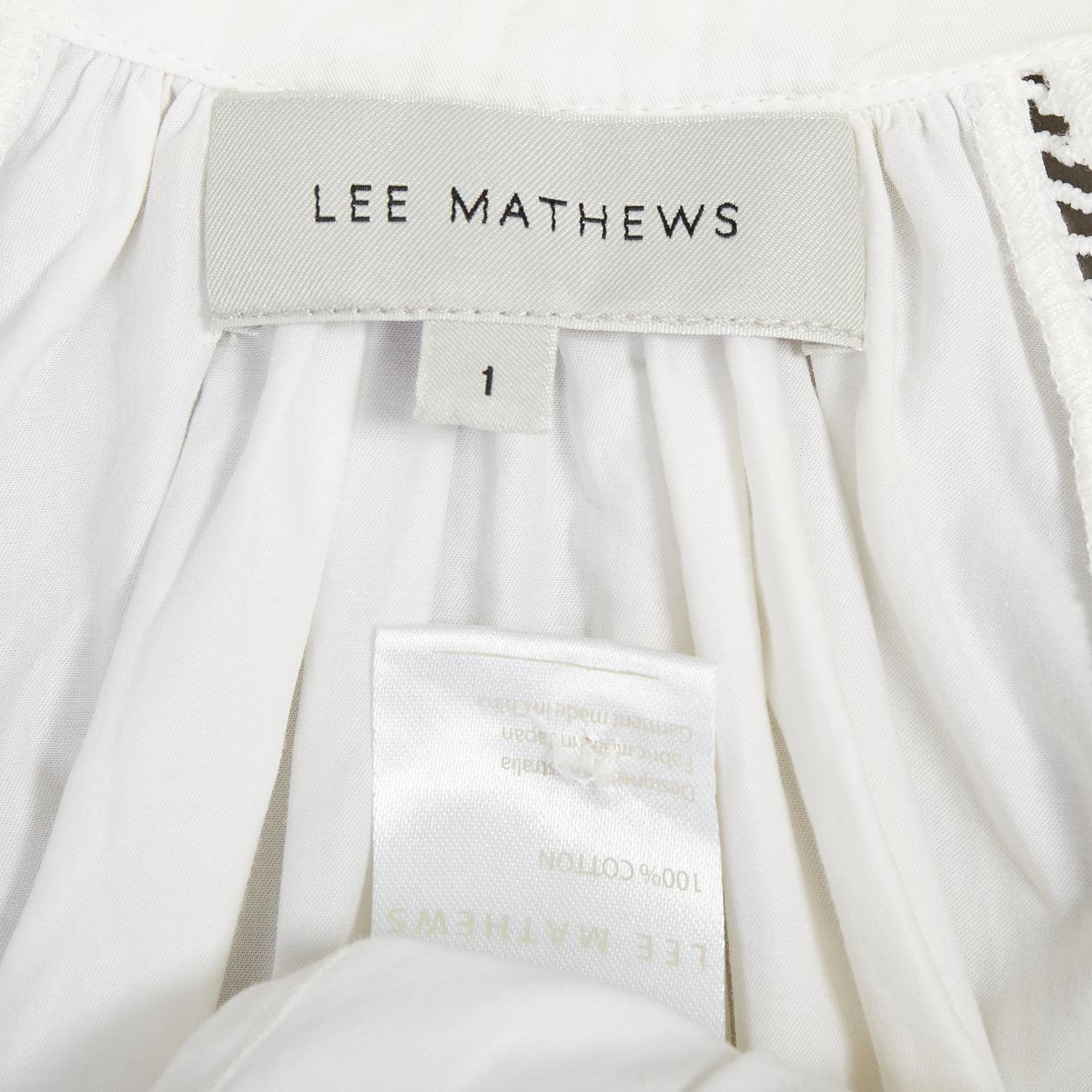 LEE MATHEWS camicetta in cotone bianco con volant e pizzo Sz.1 XS in vendita 3