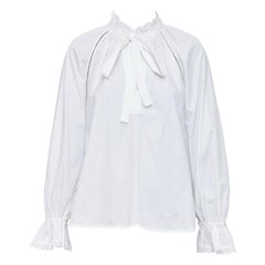 LEE MATHEWS camicetta in cotone bianco con volant e pizzo Sz.1 XS