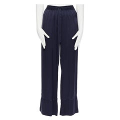 LEE MATTHEWS 100% silk elasticated waist drawstring wide leg pyjama pants US0