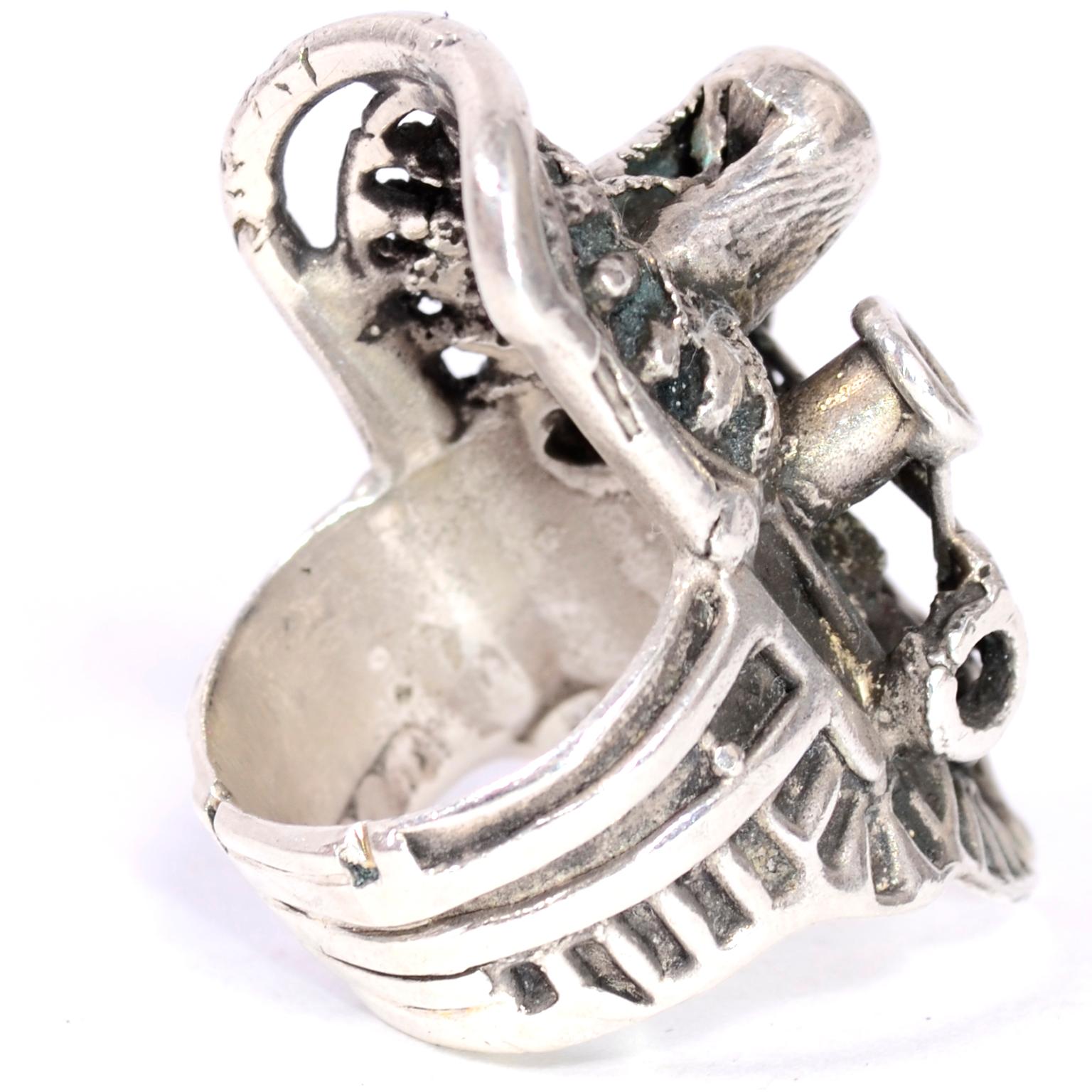 Lee Peck One of A Kind Brutalist Designer Sterling Silver Statement Ring In Excellent Condition In Portland, OR