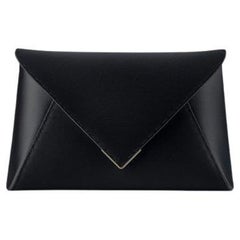 Lee 'Pouchet' Clutch Large Black Diamond Satin with Gold Hardware