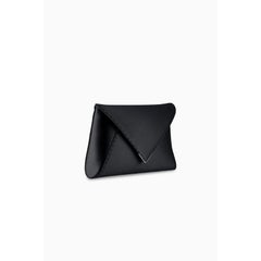 Lee 'Pouchet' Clutch Large Black Diamond Satin with Silver Hardware